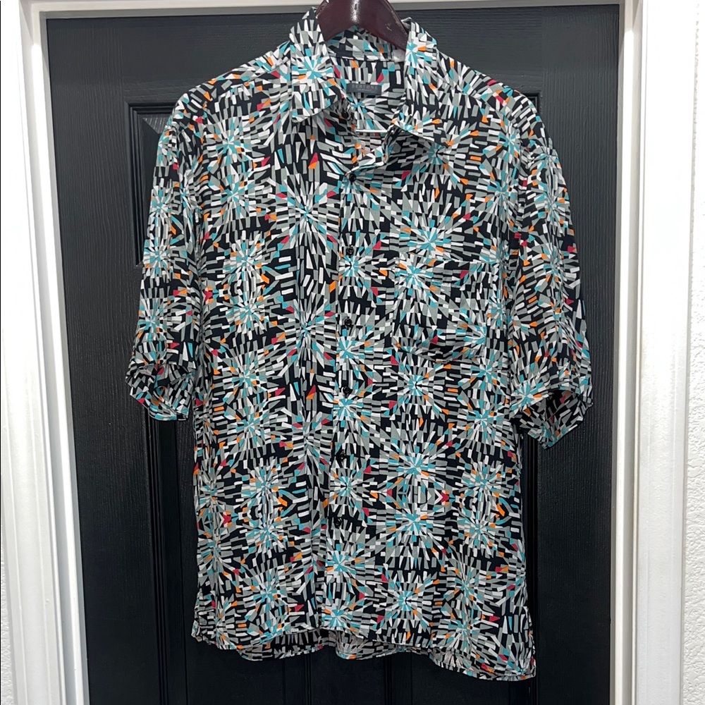 Vibrant Men's Geometric Pattern Shirt